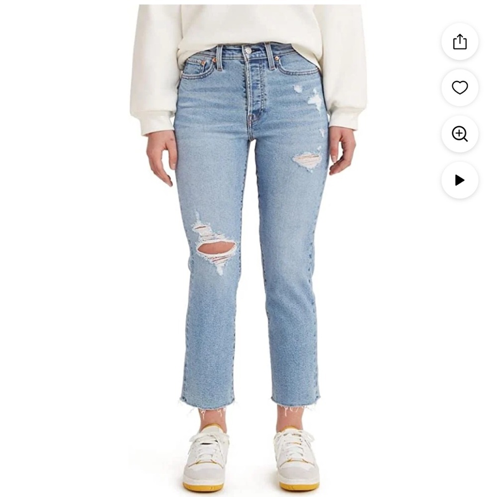 Levi’s‎ Ribcage Straight Ankle Distressed Busted Knee Button Fly Jean Size 29